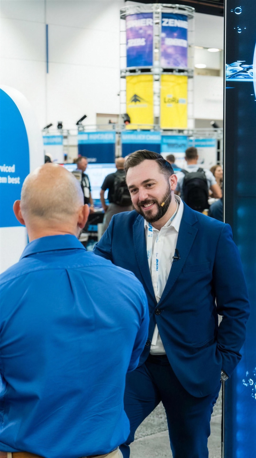 Chris Michael reading a live sales conversation at an industry expo